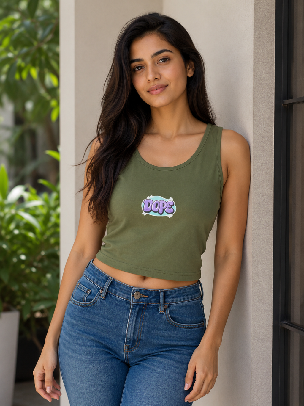 Graphic Print Cropped Tank Top