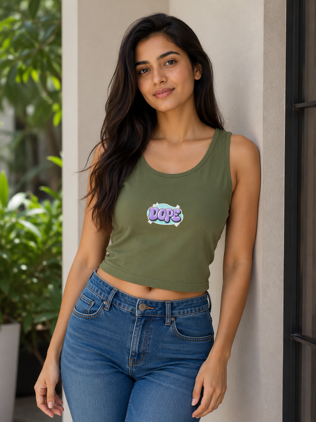 Graphic Print Cropped Tank Top