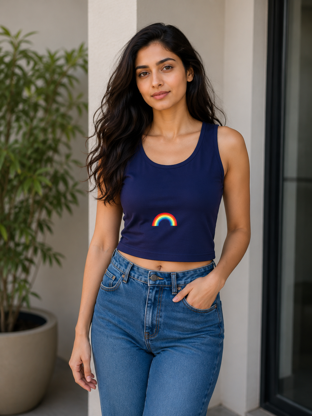 Rainbow Graphic Crop Tank Top