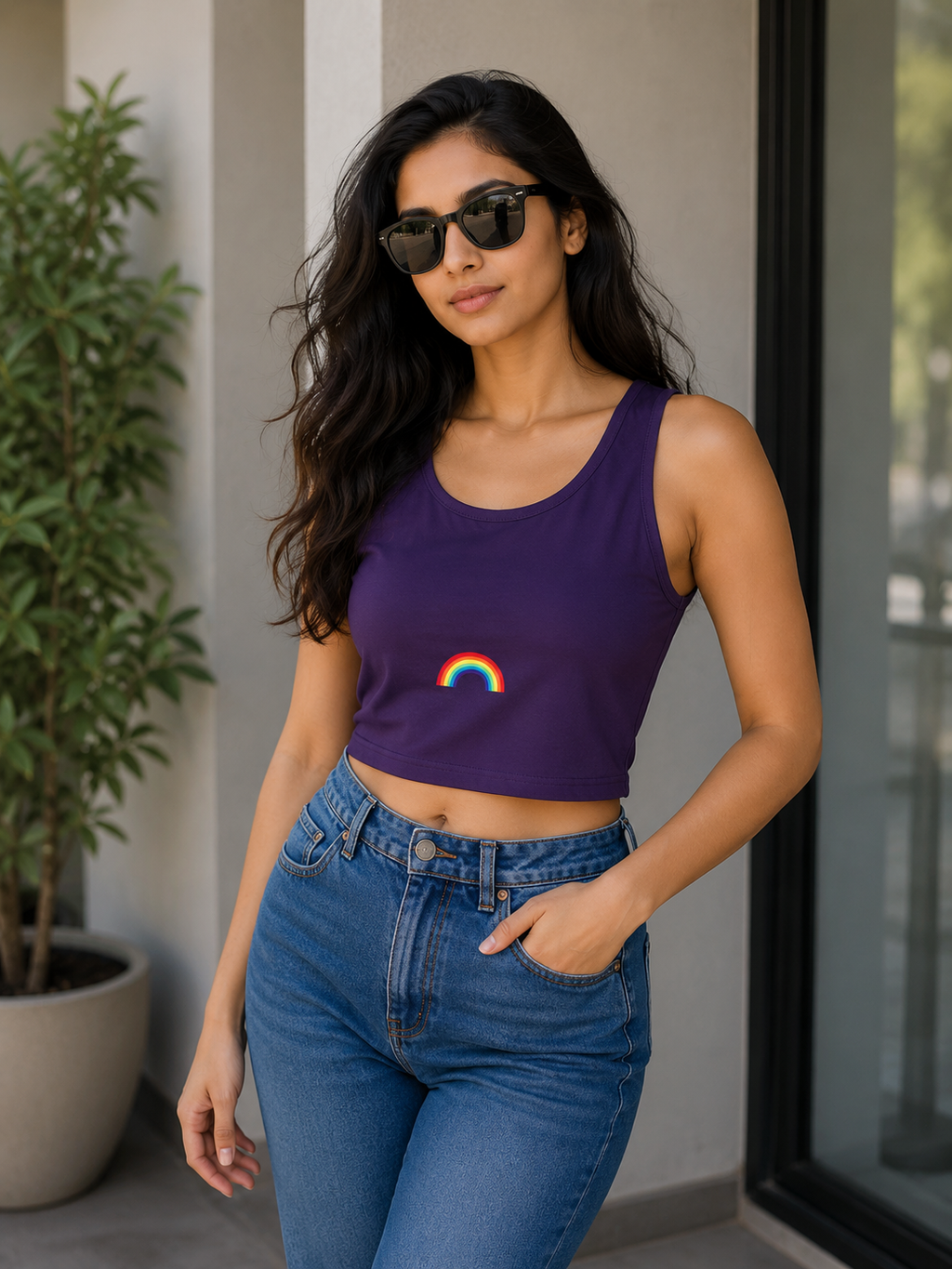 Rainbow Graphic Crop Tank Top