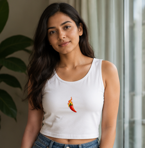 Chili Pepper Graphic Crop Tank Top