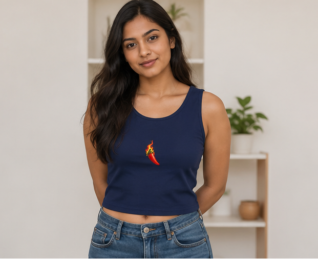 Chili Pepper Graphic Crop Tank Top