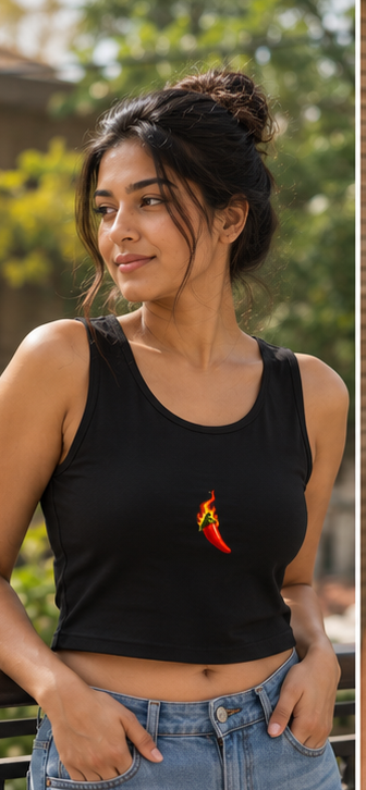 Chili Pepper Graphic Crop Tank Top