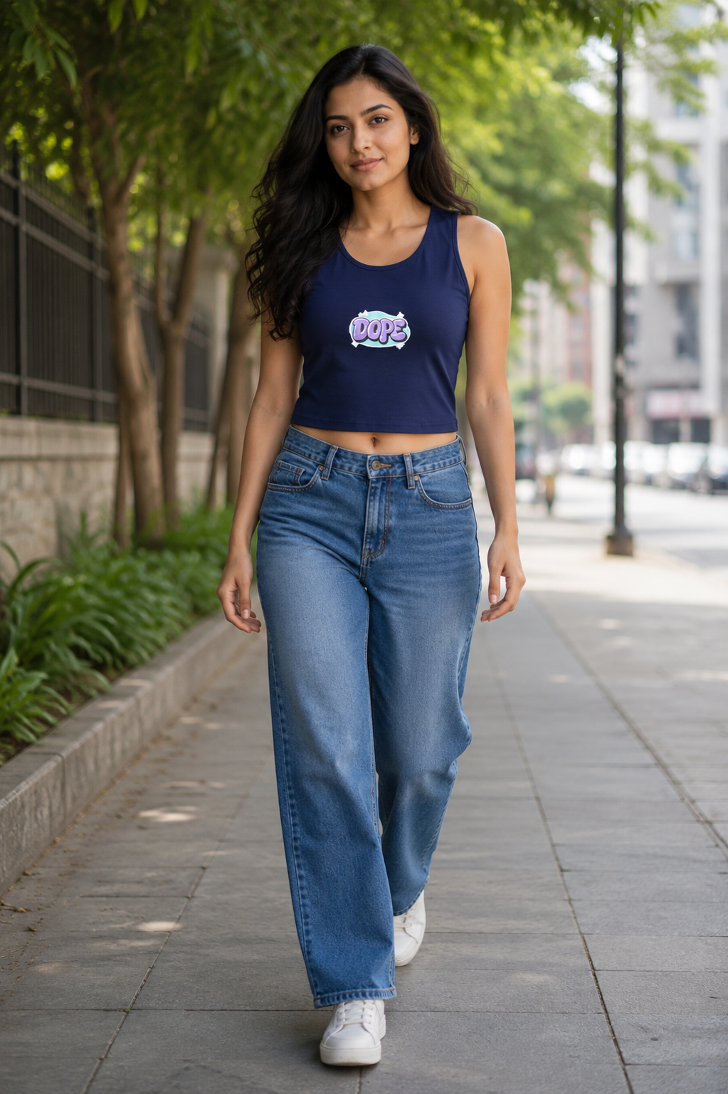 Graphic Print Cropped Tank Top