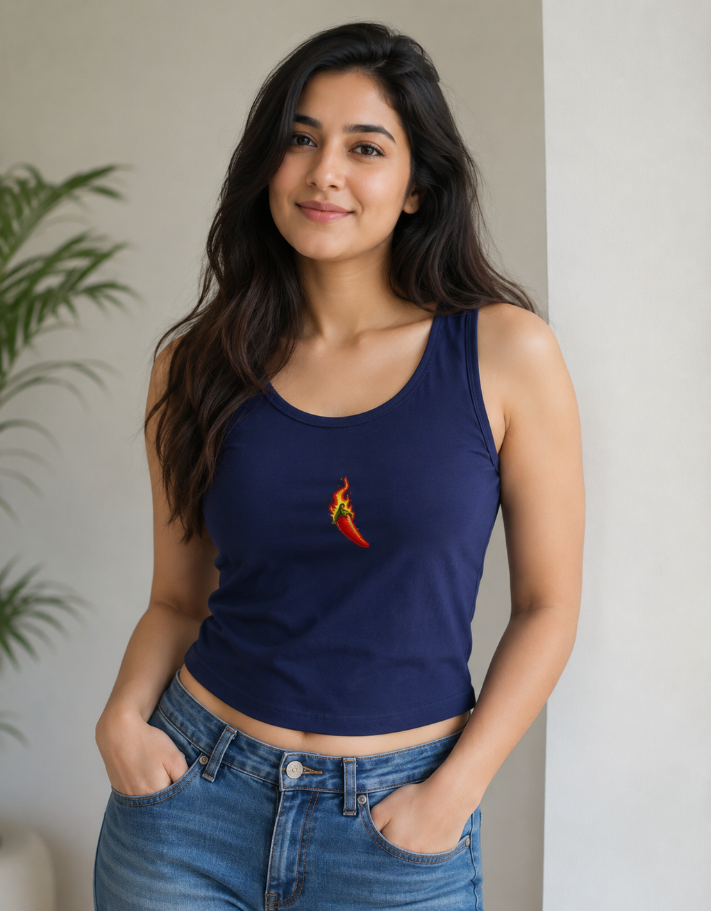 Chili Pepper Graphic Crop Tank Top