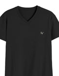 Fourthwave black 100% cotton unisex V-neck t-shirt with embroidered logo on chest.