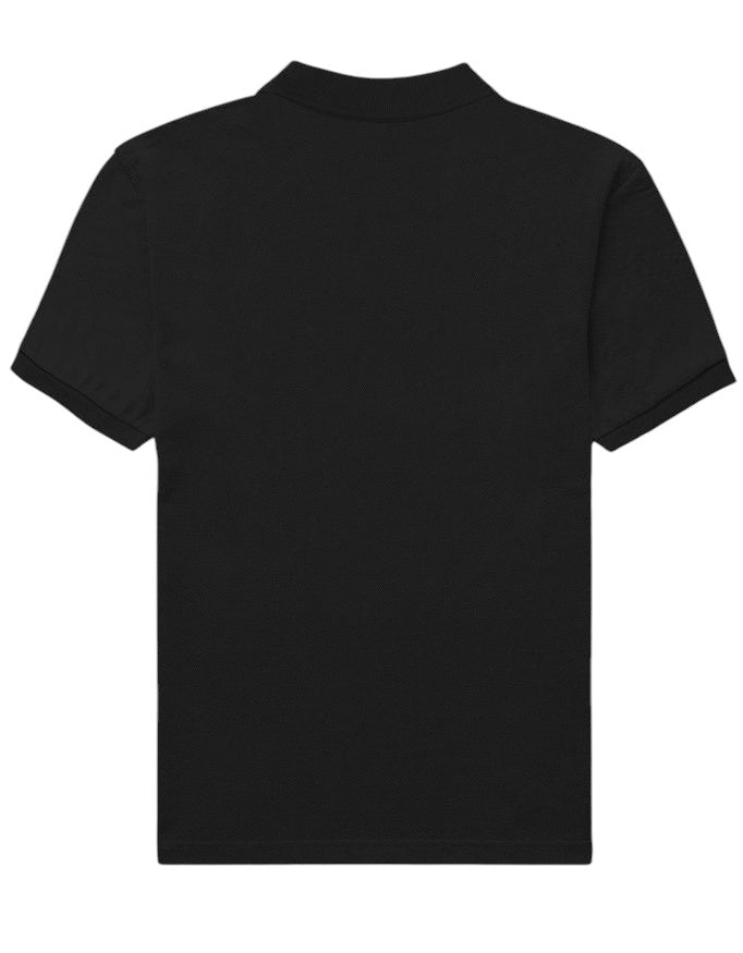 Fourthwave black 100% cotton men's polo shirt with structured collar and cuff, textured finish.