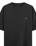 Fourthwave black 100% cotton oversized t-shirt with embroidered logo on chest. Heavyweight 240 GSM fabric.