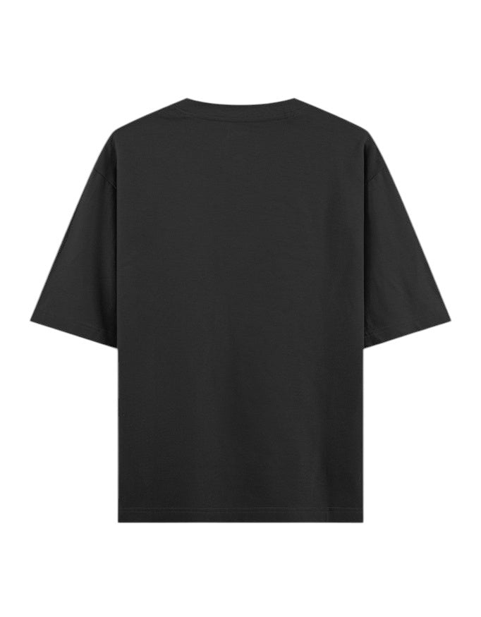 Fourthwave black 100% cotton oversized classic t-shirt with crew neck and short sleeves.