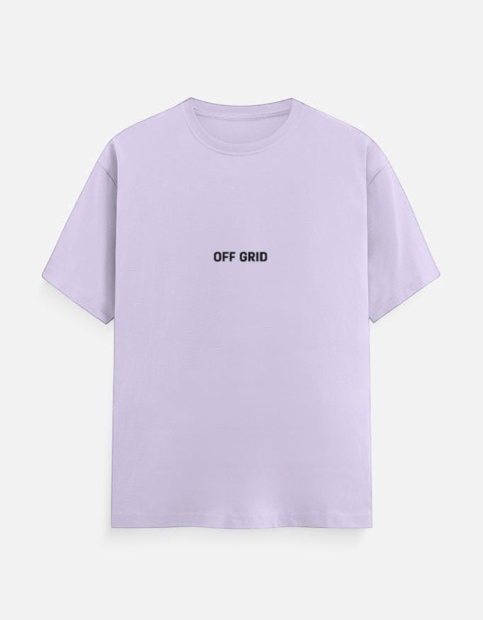 Fourthwave Unisex Classic Crew T-Shirt in light purple 100% cotton with "OFF GRID" printed on the chest.