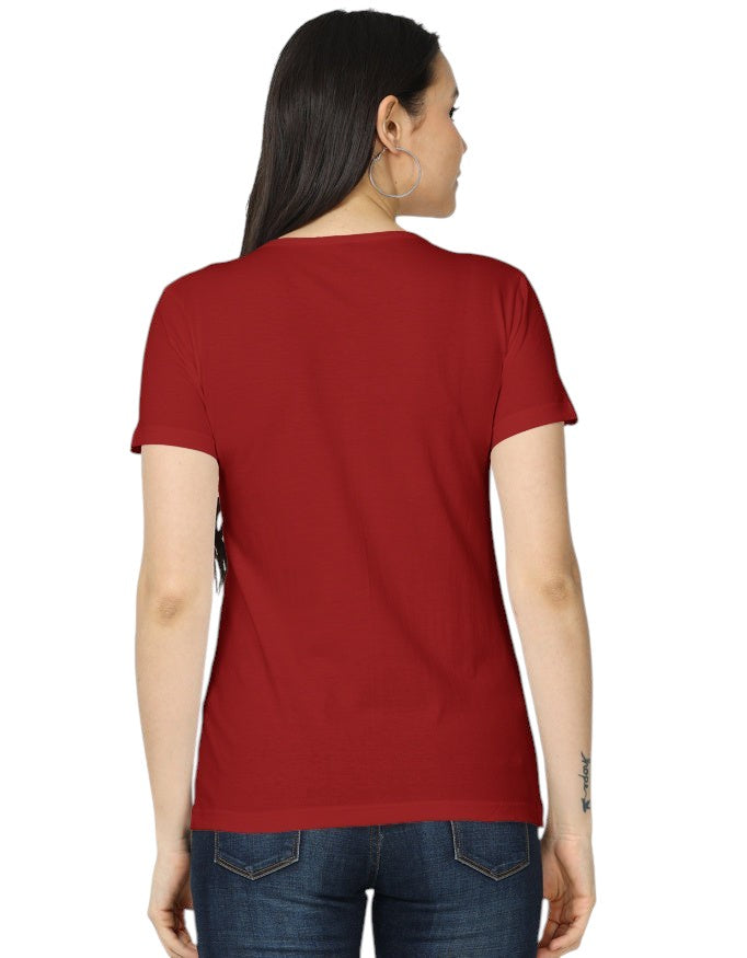 Fourthwave women's classic red 100% cotton t-shirt, regular fit, short sleeves.