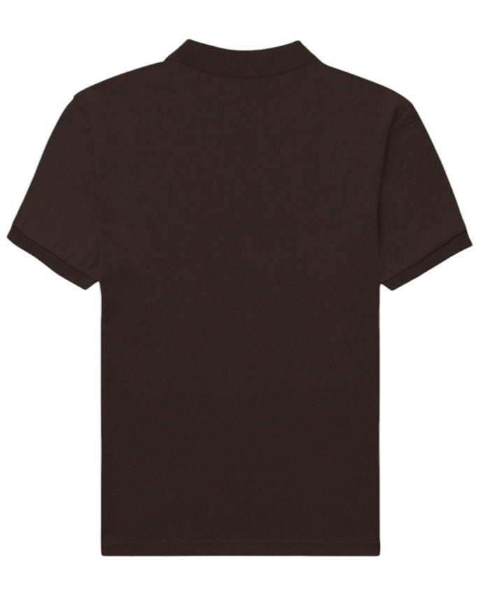 Fourthwave Men's regular fit polo shirt in dark brown 100% cotton with textured finish and structured collar.