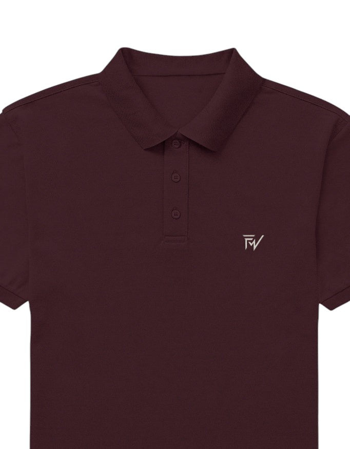 Fourthwave men's burgundy 100% cotton polo shirt with textured finish and embroidered logo.