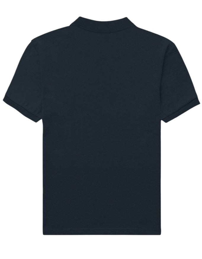 Fourthwave Men's navy blue 100% cotton polo shirt with textured finish and structured collar.