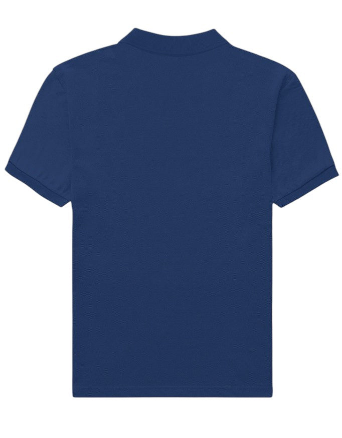 Fourthwave Men's navy blue 100% cotton polo shirt with textured finish and structured collar.