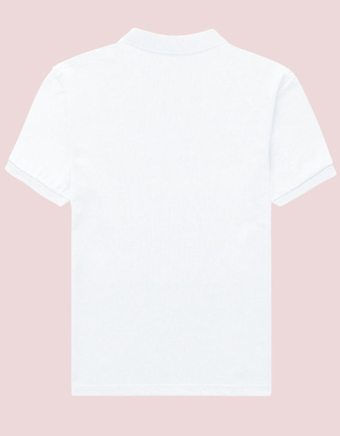 Fourthwave men's white 100% cotton polo shirt with textured finish, regular fit, and structured collar.
