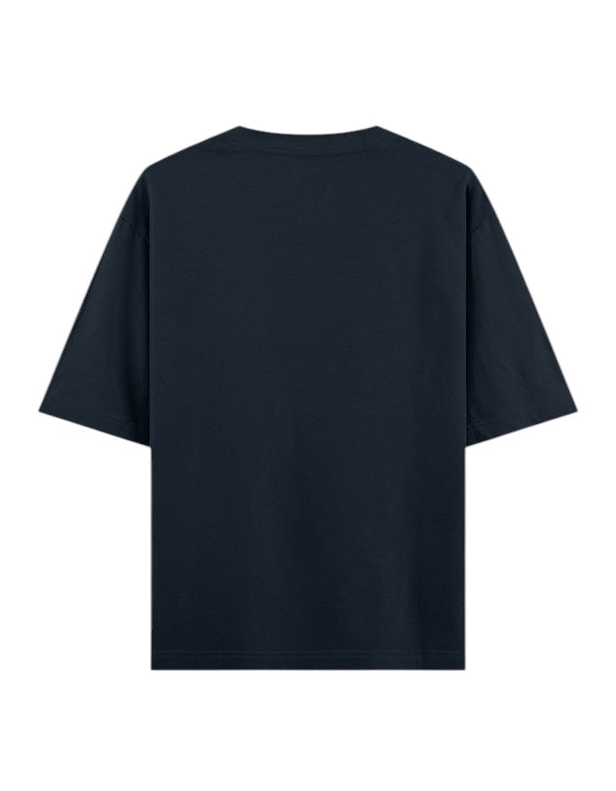 Fourthwave navy blue 100% cotton oversized t-shirt with dropped sleeves and classic crew neck