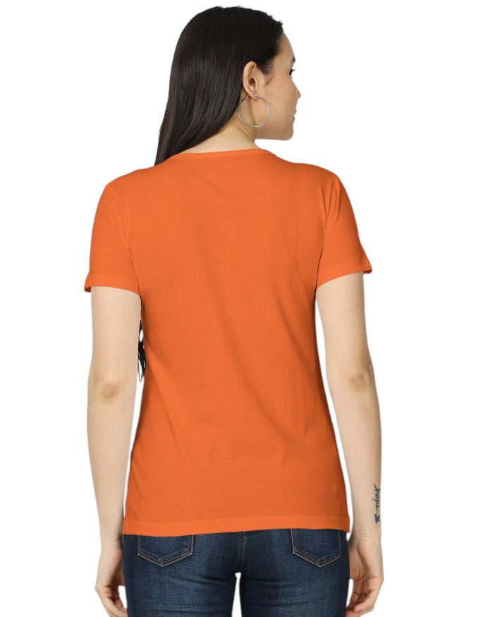 Fourthwave women's classic orange 100% cotton t-shirt, regular fit, short sleeves, crew neck.
