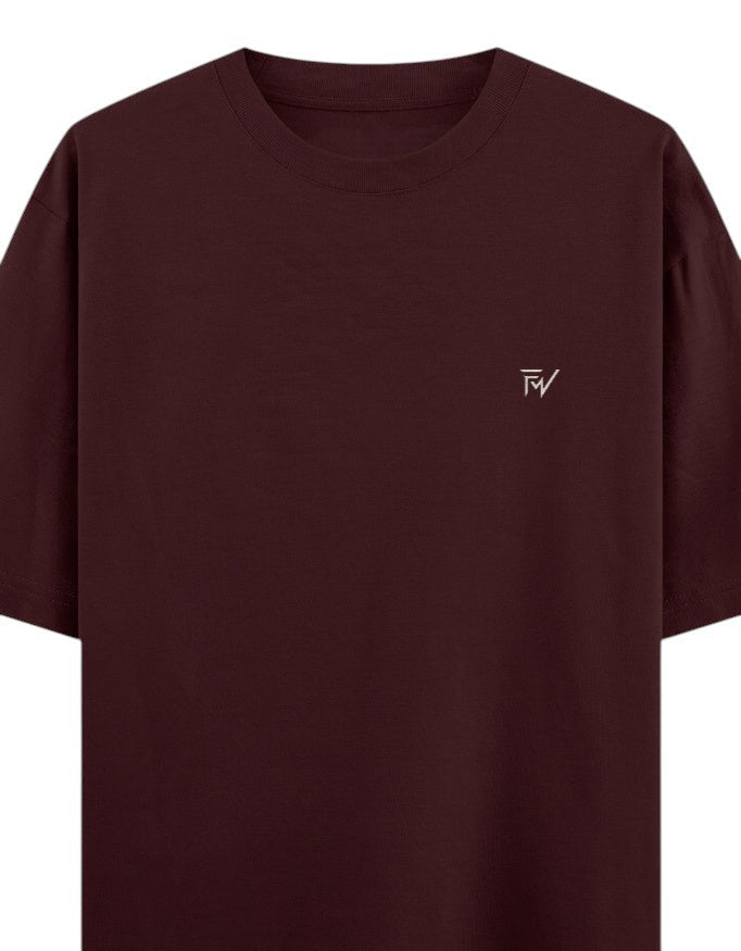 Fourthwave Unisex Oversized Classic T-Shirt in deep burgundy, 100% cotton with 240 GSM heavyweight fabric and embroidered logo.