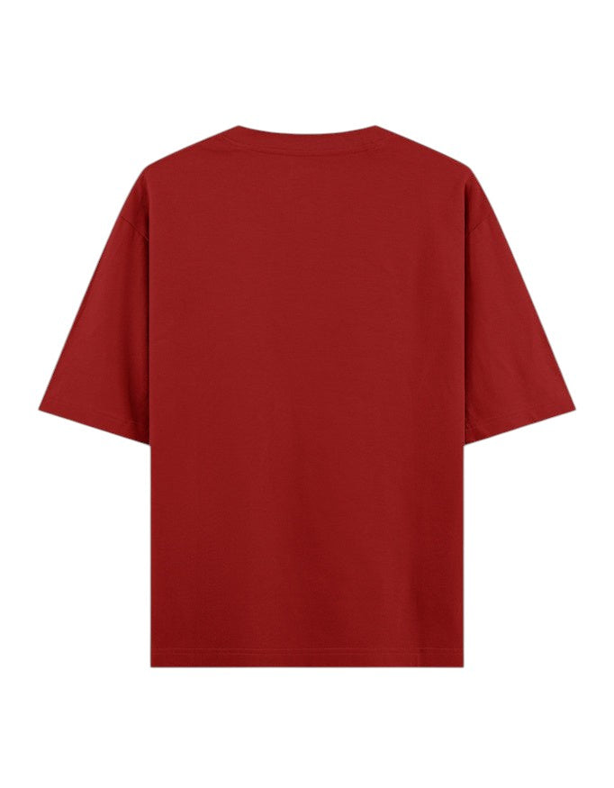 Fourthwave Unisex Oversized Classic T-Shirt in deep red, 100% cotton with 240 GSM heavyweight fabric.