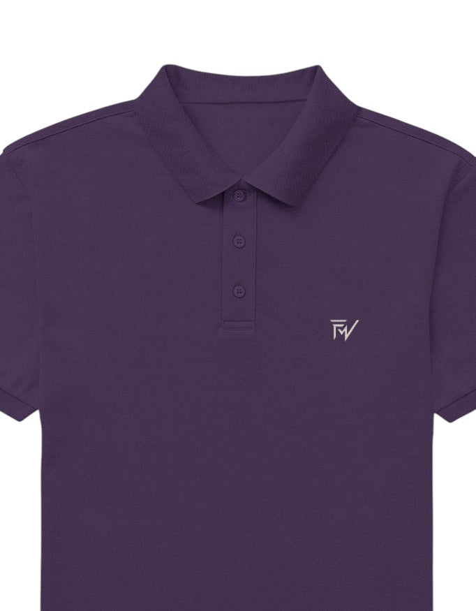Fourthwave men's purple 100% cotton polo shirt with textured finish and embroidered logo.