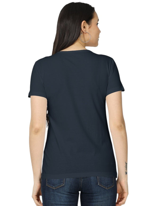 Fourthwave women's classic t-shirt in navy blue, made from 100% pre-shrunk cotton with a regular fit.