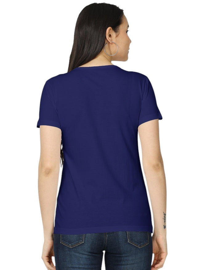Fourthwave women's classic navy blue 100% cotton t-shirt, regular fit, short sleeves.