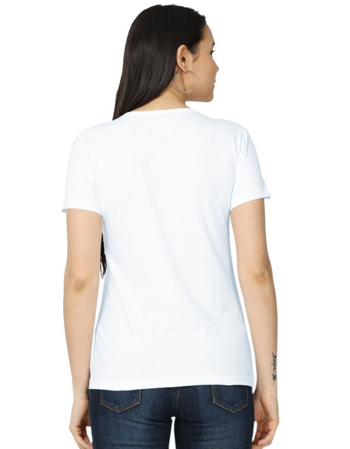 Fourthwave women's classic white 100% cotton t-shirt, regular fit, short sleeves, crew neck.
