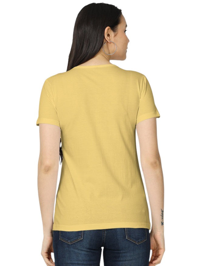 Fourthwave women's classic yellow 100% cotton t-shirt, regular fit, crew neck, short sleeves.